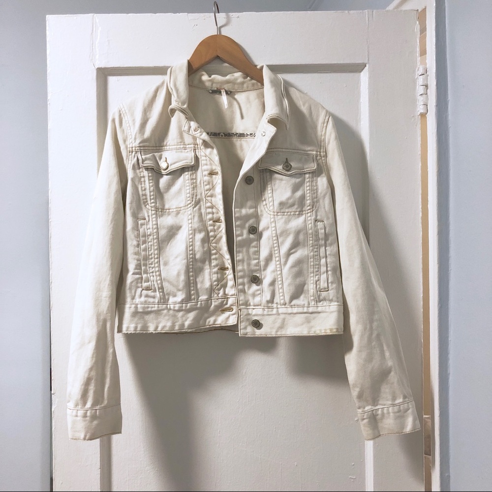 Ivory White Free People Jean Jacket
